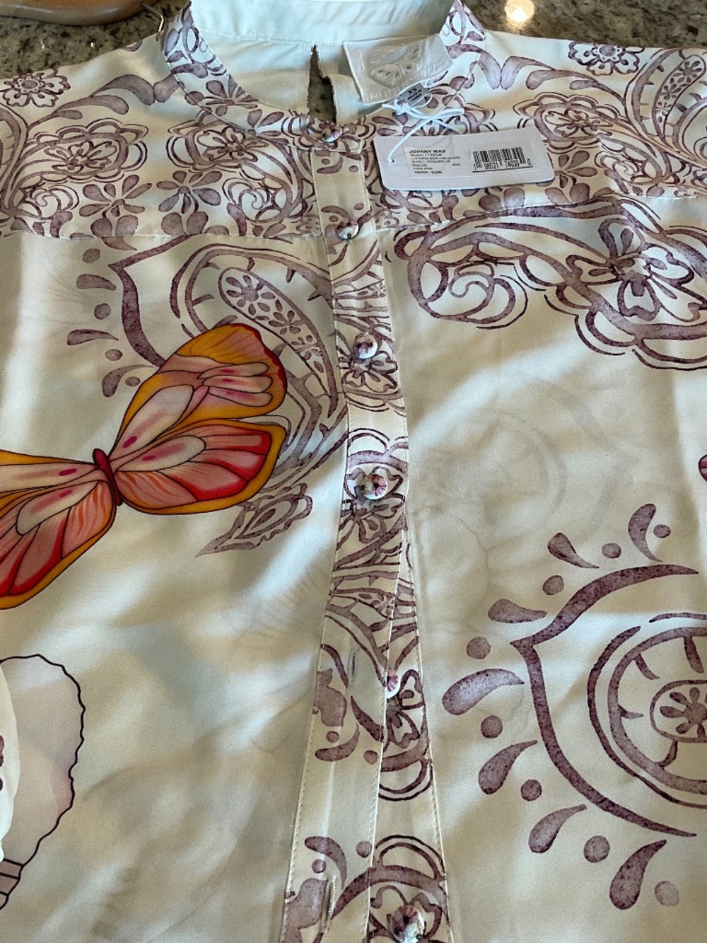 Johnny was Lucinda button down silk blend xs